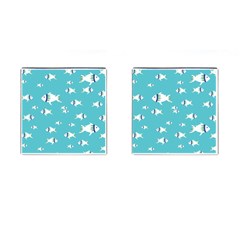 Blue Fish Pattern Cufflinks (square) by danenraven