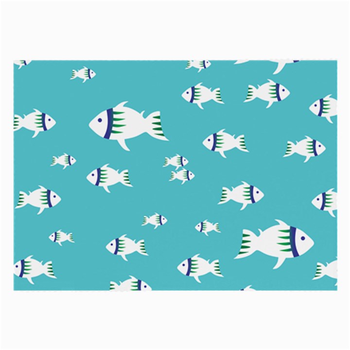 Blue Fish Pattern Large Glasses Cloth (2 Sides)