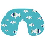 Blue Fish Pattern Travel Neck Pillow Front