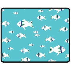 Blue Fish Pattern Double Sided Fleece Blanket (medium)  by danenraven