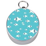 Blue Fish Pattern Silver Compasses Front