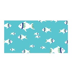 Blue Fish Pattern Satin Wrap 35  X 70  by danenraven