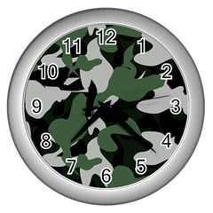 Illustration Camouflage Camo Army Soldier Abstract Pattern Wall Clock (silver) by danenraven