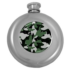 Illustration Camouflage Camo Army Soldier Abstract Pattern Round Hip Flask (5 Oz) by danenraven