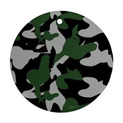 Illustration Camouflage Camo Army Soldier Abstract Pattern Round Ornament (two Sides) by danenraven