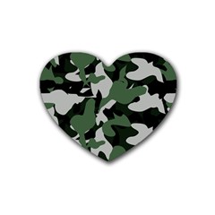 Illustration Camouflage Camo Army Soldier Abstract Pattern Rubber Coaster (heart) by danenraven