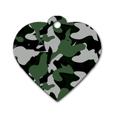 Illustration Camouflage Camo Army Soldier Abstract Pattern Dog Tag Heart (two Sides) by danenraven