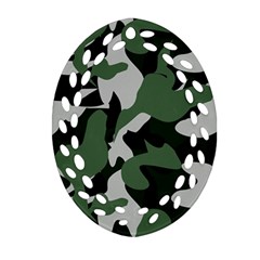 Illustration Camouflage Camo Army Soldier Abstract Pattern Oval Filigree Ornament (two Sides) by danenraven