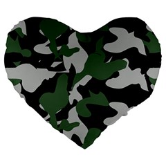 Illustration Camouflage Camo Army Soldier Abstract Pattern Large 19  Premium Flano Heart Shape Cushions by danenraven