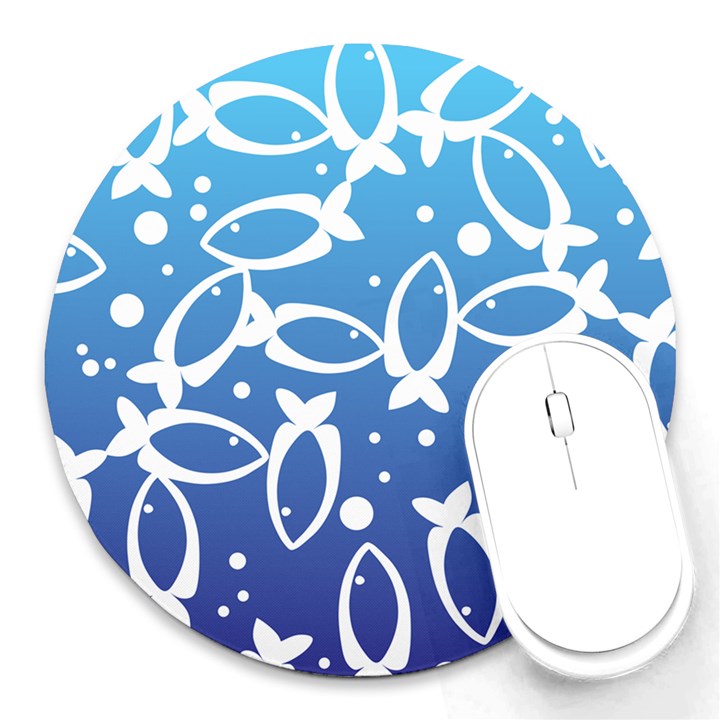 Blue Fish Water Aquarium Round Mousepads