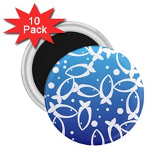 Blue Fish Water Aquarium 2 25  Magnets (10 Pack)  by danenraven