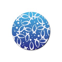 Blue Fish Water Aquarium Rubber Round Coaster (4 Pack) by danenraven