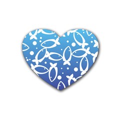 Blue Fish Water Aquarium Rubber Coaster (heart) by danenraven