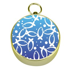 Blue Fish Water Aquarium Gold Compasses