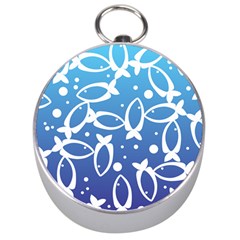 Blue Fish Water Aquarium Silver Compasses