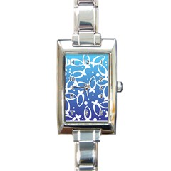 Blue Fish Water Aquarium Rectangle Italian Charm Watch by danenraven