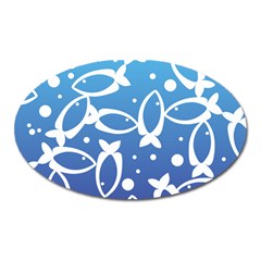 Blue Fish Water Aquarium Oval Magnet by danenraven