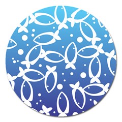 Blue Fish Water Aquarium Magnet 5  (round) by danenraven