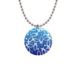 Blue Fish Water Aquarium 1  Button Necklace Front