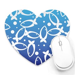 Blue Fish Water Aquarium Heart Mousepads by danenraven