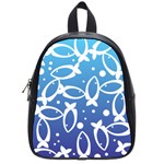 Blue Fish Water Aquarium School Bag (Small) Front