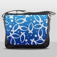 Blue Fish Water Aquarium Messenger Bag by danenraven