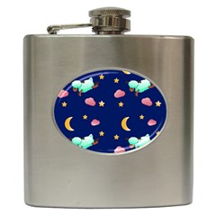 Sleepy Sheep Star And Moon Hip Flask (6 Oz) by danenraven