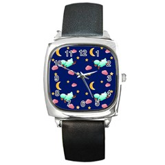 Sleepy Sheep Star And Moon Square Metal Watch by danenraven