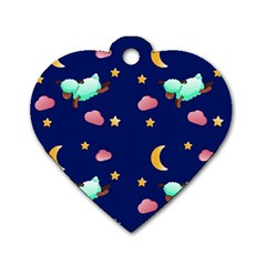 Sleepy Sheep Star And Moon Dog Tag Heart (two Sides) by danenraven