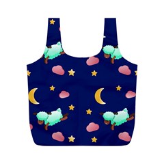 Sleepy Sheep Star And Moon Full Print Recycle Bag (m) by danenraven