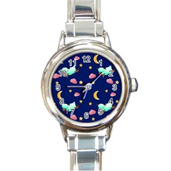 Sleepy Sheep Star And Moon Round Italian Charm Watch by danenraven