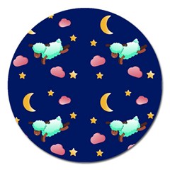 Sleepy Sheep Star And Moon Magnet 5  (round) by danenraven