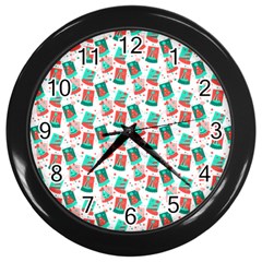 Birthday Pattern Party Celebration Wall Clock (black) by danenraven