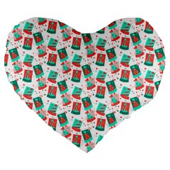 Birthday Pattern Party Celebration Large 19  Premium Heart Shape Cushions by danenraven