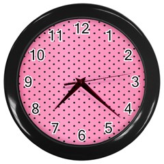 Polka Dot Dots Pattern Dot Wall Clock (black) by danenraven