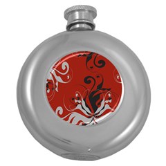 Nature Background Abstract Red Gray Black Round Hip Flask (5 Oz) by danenraven