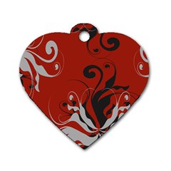 Nature Background Abstract Red Gray Black Dog Tag Heart (one Side) by danenraven