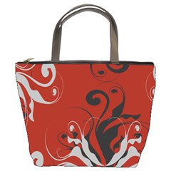 Nature Background Abstract Red Gray Black Bucket Bag by danenraven