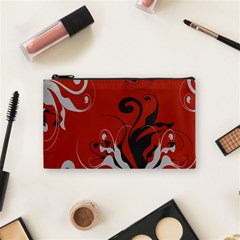 Nature Background Abstract Red Gray Black Cosmetic Bag (small) by danenraven