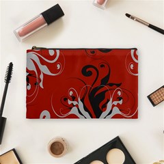 Nature Background Abstract Red Gray Black Cosmetic Bag (medium) by danenraven