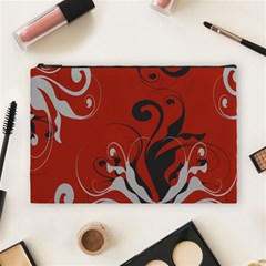 Nature Background Abstract Red Gray Black Cosmetic Bag (large) by danenraven