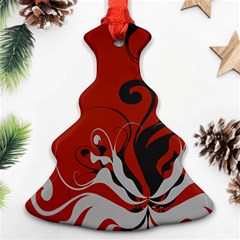 Nature Background Abstract Red Gray Black Christmas Tree Ornament (two Sides) by danenraven