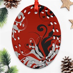 Nature Background Abstract Red Gray Black Ornament (oval Filigree) by danenraven