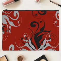 Nature Background Abstract Red Gray Black Cosmetic Bag (xxxl) by danenraven