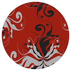 Nature Background Abstract Red Gray Black Round Trivet by danenraven