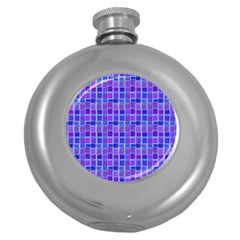 Background Mosaic Purple Blue Round Hip Flask (5 Oz) by danenraven