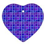 Background Mosaic Purple Blue Heart Ornament (Two Sides) Back