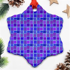 Background Mosaic Purple Blue Snowflake Ornament (two Sides) by danenraven