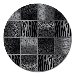 Gray Animal Print Magnet 5  (round) by danenraven