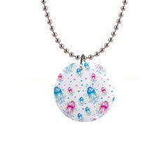 Jellyfis Pink Blue Cartoon 1  Button Necklace by danenraven